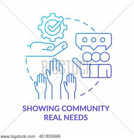 Showing Community Real Needs Blue Gradient Concept Icon. Social Planning. Reason For Participation A