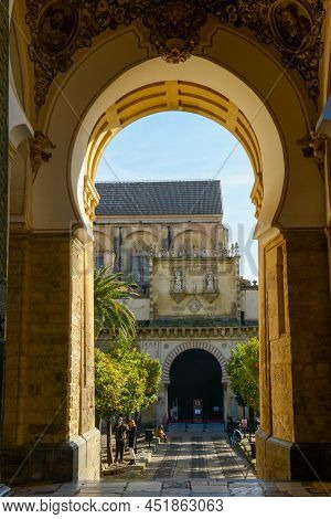 Entrance Gate Of The Cathedral At Cordova On Andalusia In Spain