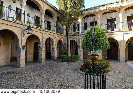 Courtyard Of A House At Cordova On Andalusia, Spain