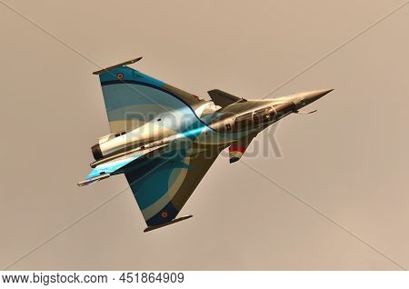 Gdynia, Poland - August 21, 2021: Flight Of The French Air Force Dassault Rafale Fighter Plane At Th