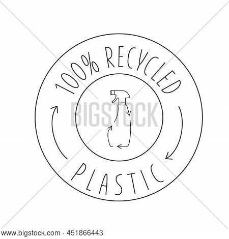 Made From Recycled Plastic - Cleaning Bottle Icon Concept Of Waste Sorting. Editable Stroke. Vector 