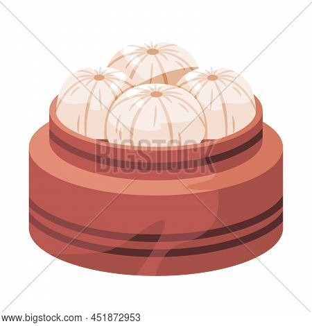 Dumpling Bao Dimsum Traditional Chinese Asian Bun Bread Food Drawing Illustration