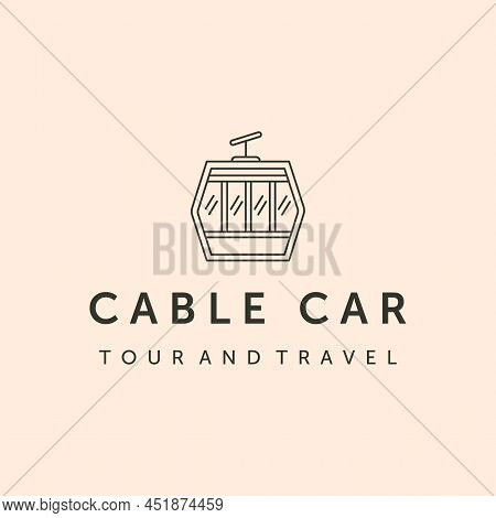 Cable Car Tour And Travel Line Art Logo Vector Illustration Design