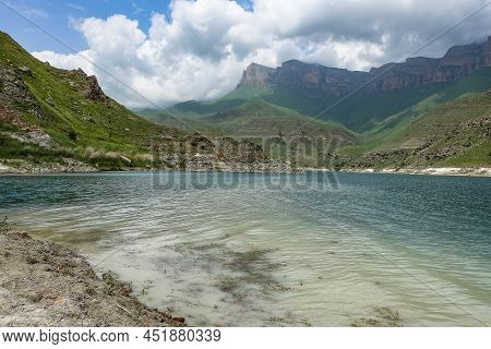 Picturesque Mountain Lake Gizhgit In Kabardino-balkaria. Elbrus Region Of Russia June 2021
