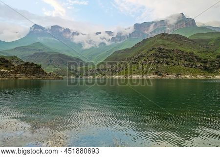 Picturesque Mountain Lake Gizhgit In Kabardino-balkaria. Elbrus Region Of Russia June 2021
