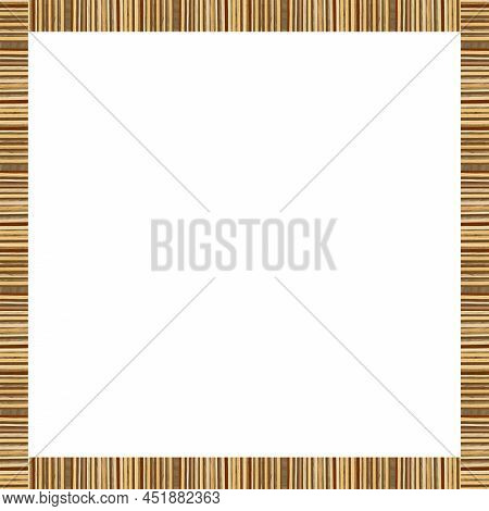 Wooden Marquetry Frame, Wooden Frame Made From A Combination Of Different Woods, Isolated On A White