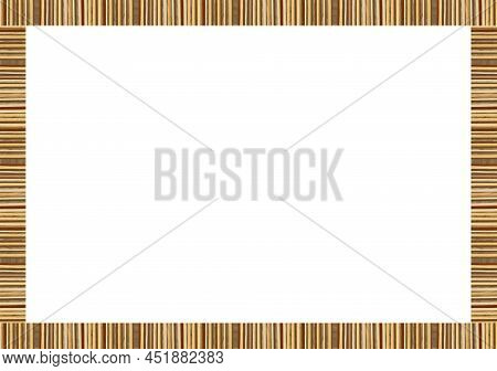 Wooden Marquetry Frame, Wooden Frame Made From A Combination Of Different Woods, Isolated On A White