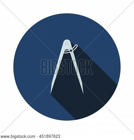 Compasses Icon. Flat Circle Stencil Design With Long Shadow. Vector Illustration.