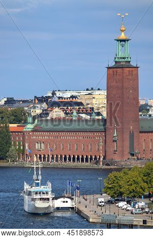 Stockholm City Skyline In Sweden. Stadshuset - City Hall.