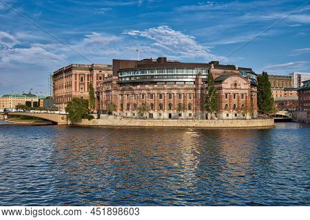 Riksdag (parliament Of Sweden) Building In Stockholm. Sunset Light. Hdr Photo.