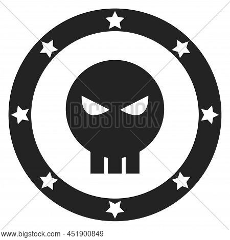 Evil Comic Emblem. Super Villain Black Sign