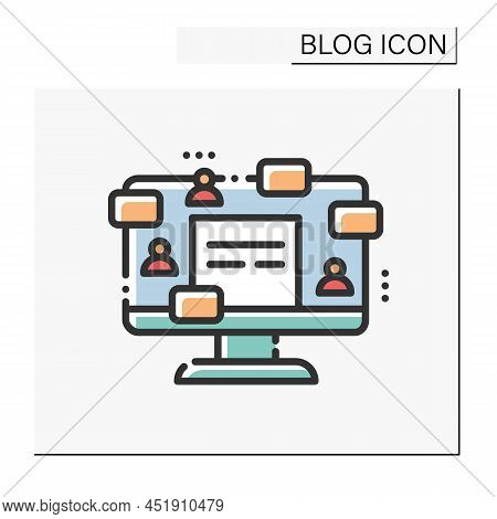 Guest Blogging Color Icon. Collaborative Content. Commercial Copywriting. Blogging And Broadcasting.