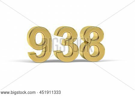 Golden 3d Number 938 - Year 938 Isolated On White Background - 3d Render