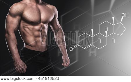 Muscular Male Body And Testosterone Hormone Formula