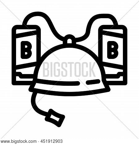 Helmet With Beer Line Icon Vector. Helmet With Beer Sign. Isolated Contour Symbol Black Illustration