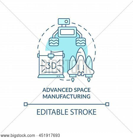 Advanced Space Manufacturing Turquoise Concept Icon. Spacetech Trend Abstract Idea Thin Line Illustr