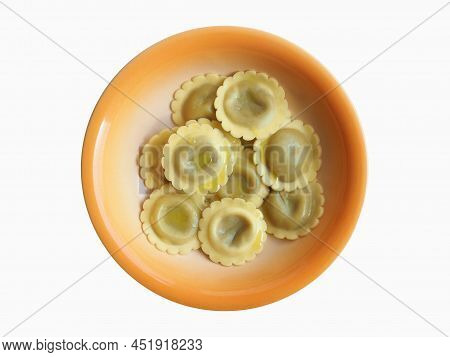 Ravioli Agnolotti Pasta Food Isolated Over White