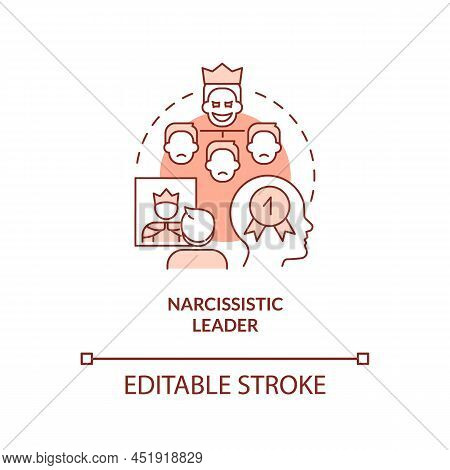 Narcissistic Leader Red Concept Icon. Powerful And Selfish Boss. Type Of Toxic Leader Abstract Idea 