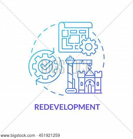 Redevelopment Blue Gradient Concept Icon. Urban Architecture. Cultural Heritage Preservation Type Ab