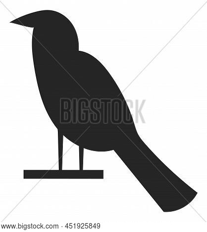 Black Bird Symbol. Stylized Eastern Ornament Element Isolated On White Background