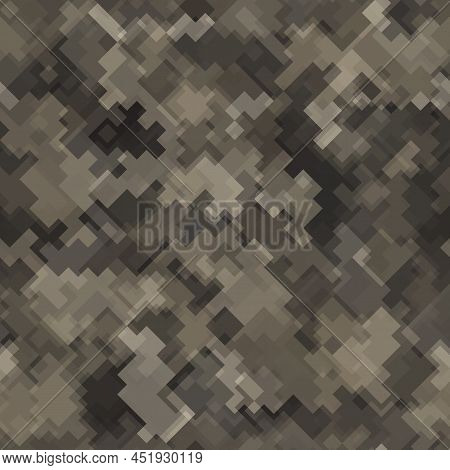 Seamless Pattern Brown Pixel Digital Camouflage Desert Sand Background