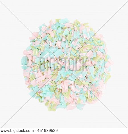 Microplastics On A White Background. Impact Of Micro Plastic On The Food Chain. The Idea Of Micro Pl