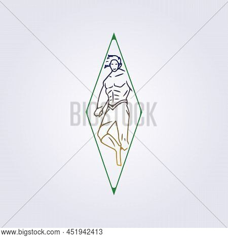 Superhero Superhuman Strongman Illustration Vector Icon Symbol Logo Graphic Design Simple Line Art B