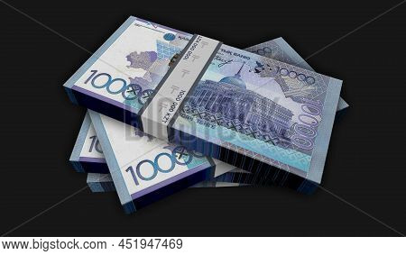 Kazakh Tenge Money Banknotes Pack 3D Illustration
