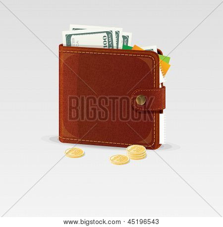 Wallet and coins isolated