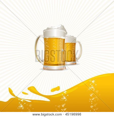 Beer mugs on white
