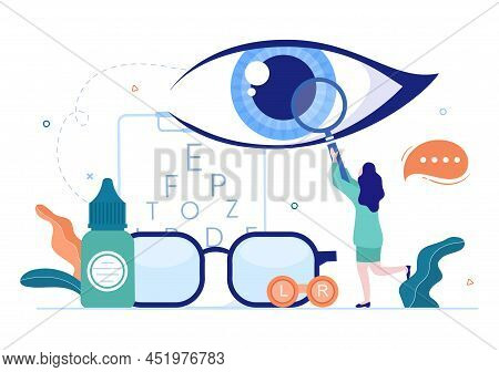 Ophthalmology Of Checks Patient Sight, Optical Eyes Test, Spectacles Technology And Choosing Eyeglas