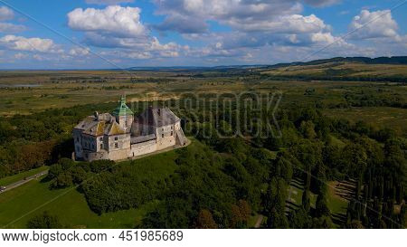 Old Olesky Castle In Ukraine Aerial View.