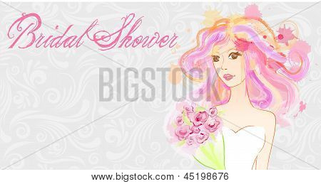 Abstrakt malet bruden - Bridal Shower Invitation
