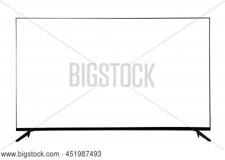 Wide Tv With Blank Screen Isolated On White