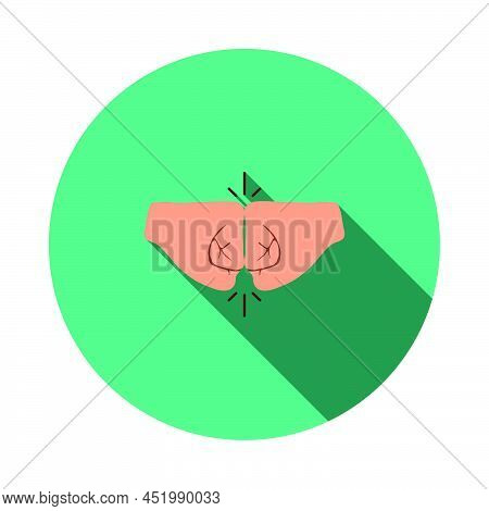 Fist Bump Icon. Flat Circle Stencil Design With Long Shadow. Vector Illustration.