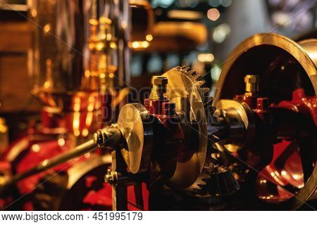 Close Up Of The Retro Steam Car Engine