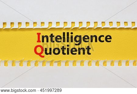 Iq Intelligence Quotient Symbol. Concept Words Iq Intelligence Quotient On Yellow Paper On A Beautif