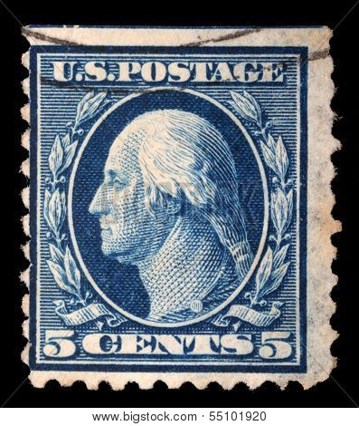 UNITED STATES OF AMERICA - CIRCA 1911: A stamp printed in USA shows George Washington, first president of USA 1789-1797, circa 1911