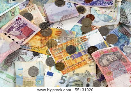 Many Banknotes And Coins Donation