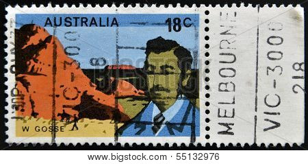 A stamp printed in Australia shows William Gosse