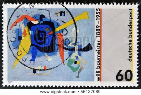 stamp printed in Germany shows Bluxao I by Willi Baumeister