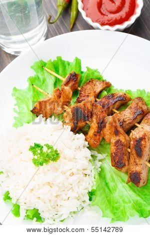 Grilled marinated pork with rice