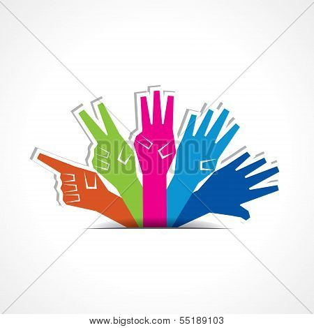 Hands make number one to five with copy-space