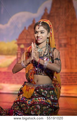 Traditional Dressed Dancer In Khajuraho