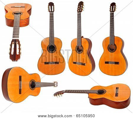Set Of Classical Acoustic Guitars Isolated