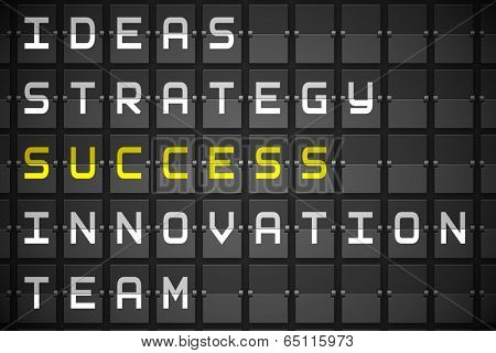 Success buzzwords on digitally generated black mechanical board