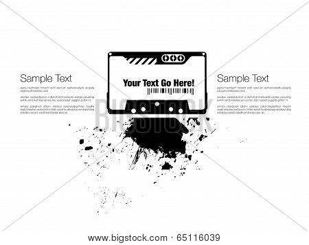audiocassette with ink splash design template