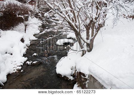 Winter landscape house. Mountain village in the Bran,Romanian Carpathians