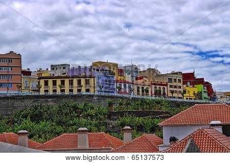 Colorful Townhouses In The Center Of Tazacorte La Palma, Canary Island, Spain