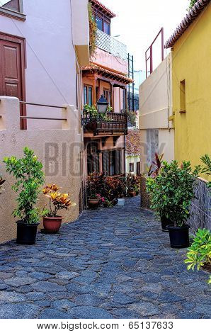 Colorful Townhouses In The Center Of Tazacorte La Palma, Canary Island, Spain